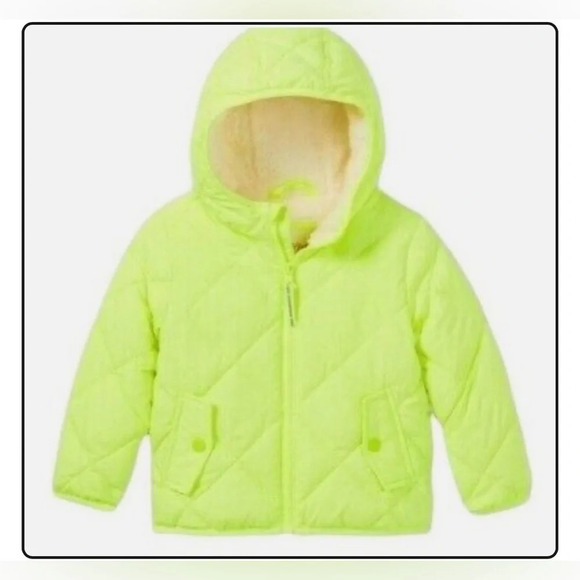 Cat & Jack Kids Lime Green‎ Quilted Puffer Jacket - Large - Picture 1 of 8